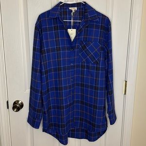 La Miel Women’s Flannel Plaid Button Down Shirt, Oversized